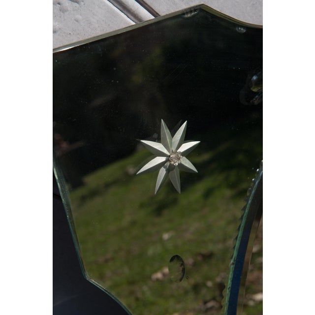 French 1940s Carved and Etched Mirror Framed Mirror For Sale - Image 10 of 12