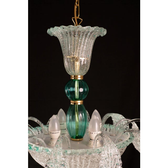 Vintage Venetian Turquoise Murano Glass Chandelier For Sale - Image 11 of 12