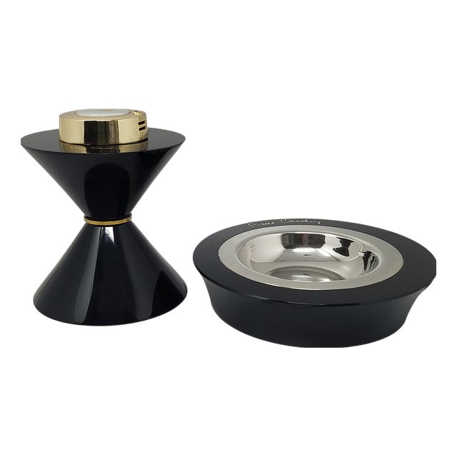 Vintage Black Smoking Set by Pierre Cardin, 1970s, Set of 2 For Sale
