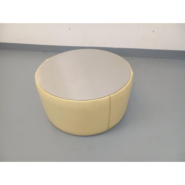 Vintage Round Coffee Table in Glass with Leather and Metal, 1970s For Sale - Image 14 of 18
