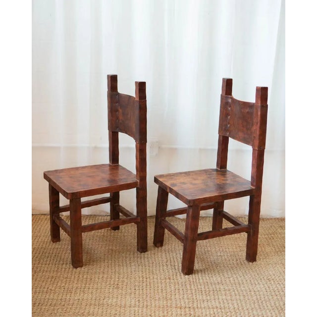1980s Brazilian Leather and Wood Dining Set - Table and 6 Chairs For Sale - Image 10 of 18