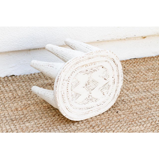 Antique White Nupe Stool For Sale In Los Angeles - Image 6 of 7