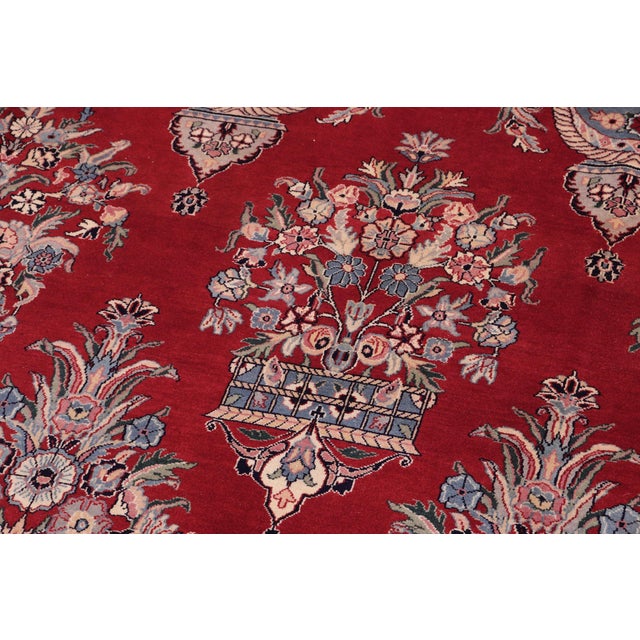 Shabby Chic Tabriz Pak-Persian Red/Black Wool Rug - 10'0'' X 14'7'' For Sale - Image 3 of 8