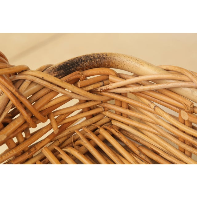 1950s Mid-Century Vintage Chunky Rectangular Wicker Bread Basket With Handles For Sale - Image 12 of 18