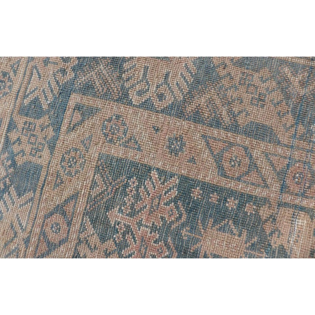 Blue and Cream Turkish Oushak Rug Vintage With All-Over Motif Design 3'11"x6'3" For Sale - Image 10 of 10