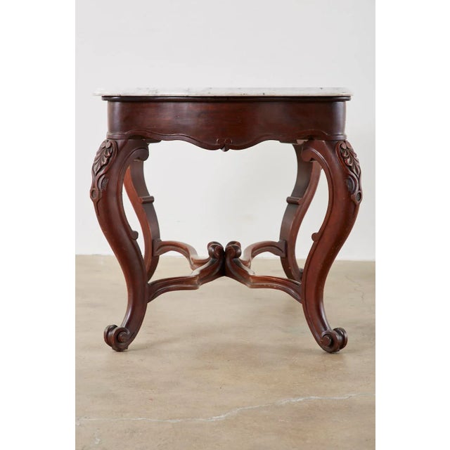 Late 19th Century 19th Century English Victorian Marble-Top Library Writing Table For Sale - Image 5 of 13