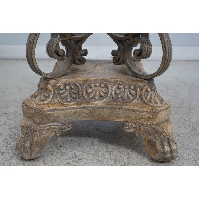 Gold Round Beveled Glass Top European Style Dining Center Table For Sale - Image 8 of 12