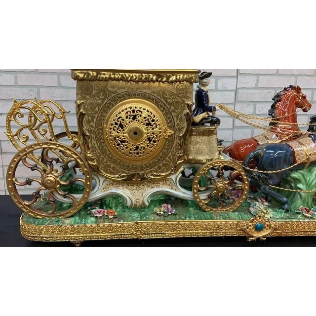 Antique Franz Hermle German Movement Capodimonte Style Vienna Porcelain Mantel Clock/Centerpiece For Sale - Image 4 of 11