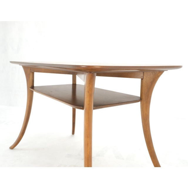 Mid-Century Modern Mid 20th Century Pair of Rectangle Light Walnut Klismos End Side Tables by Gibings for Widdicomb For Sale - Image 3 of 13