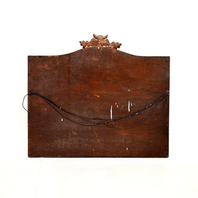 Brown Antique Carved Oak Stag Mounted Mirror, 1950s For Sale - Image 8 of 10