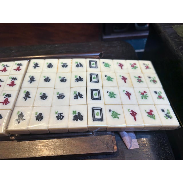 Chinese Mahjong Tiles Set W Characters Inlay Drawers Box Chest For Sale - Image 12 of 12