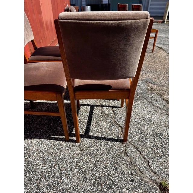 Mid 20th Century Set of 4 Swedish Velour Upholstered Teak Dining Side Chairs For Sale In Houston - Image 6 of 6