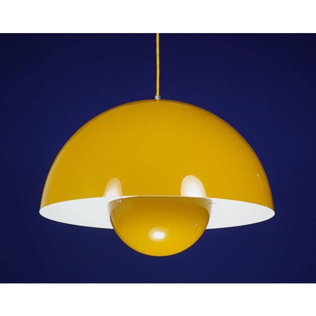 A vibrant and very large ‘flowerpot’ pendant lamp, model vp2, designed by renowned danish designer, verner panton, in...