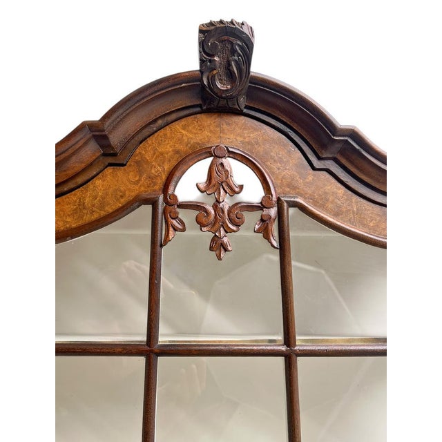 Walnut Veneer Wall Display Cabinet with Ornament and White Shelves, 1960s For Sale - Image 10 of 11