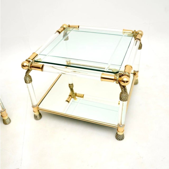 Glass Vintage Spanish Acrylic and Glass Side Tables from Curvasa, 1970s, Set of 2 For Sale - Image 7 of 10