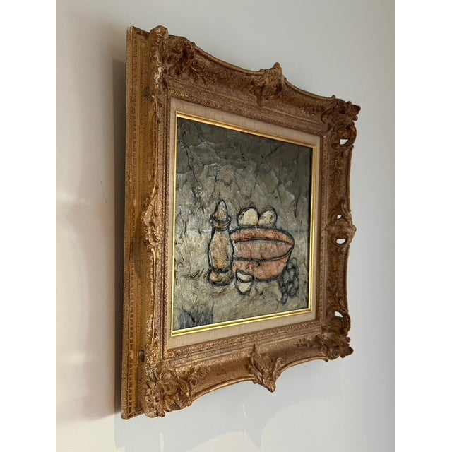 Wood Mid-Century Modernist School of Paris Impasto Still Life by Philippe Marchand (18" X 15") For Sale - Image 7 of 18
