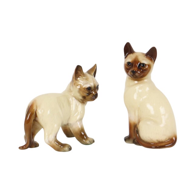 Siamese Cat Figurines in Glazed Ceramic, Japan, 1950s, Set of 2 For Sale - Image 14 of 14