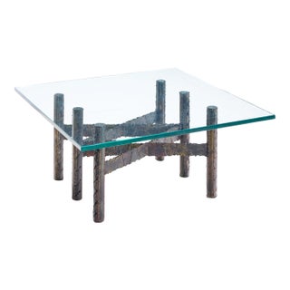 Paul Evans Brutalist Mid Century Patinated Steel and Bronze Coffee Table For Sale