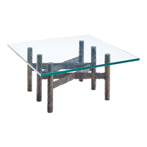 Paul Evans Brutalist Mid Century Patinated Steel and Bronze Coffee Table