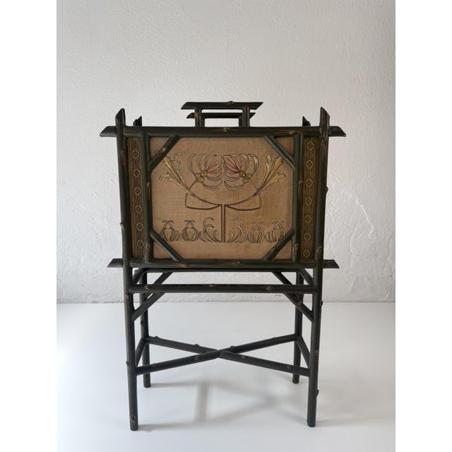 Chinoiserie-Style Magazine Rack in Wood and Silk, 1920s For Sale - Image 17 of 18