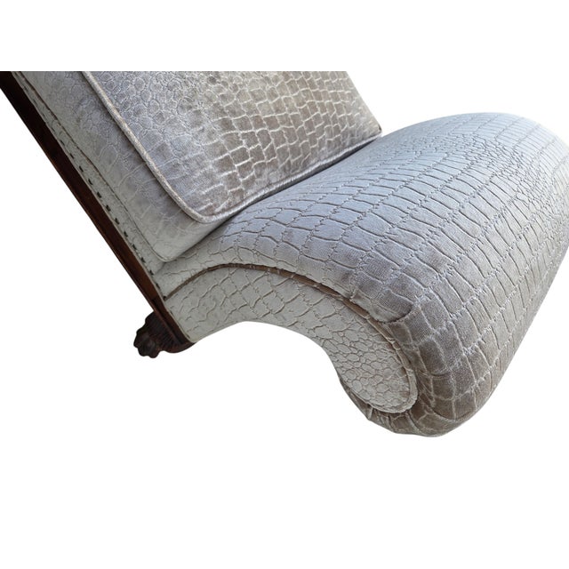 Vintage Oversized Window Bench Settee Alligator Print Paw Feet Attributed to Ralph Lauren For Sale - Image 17 of 18