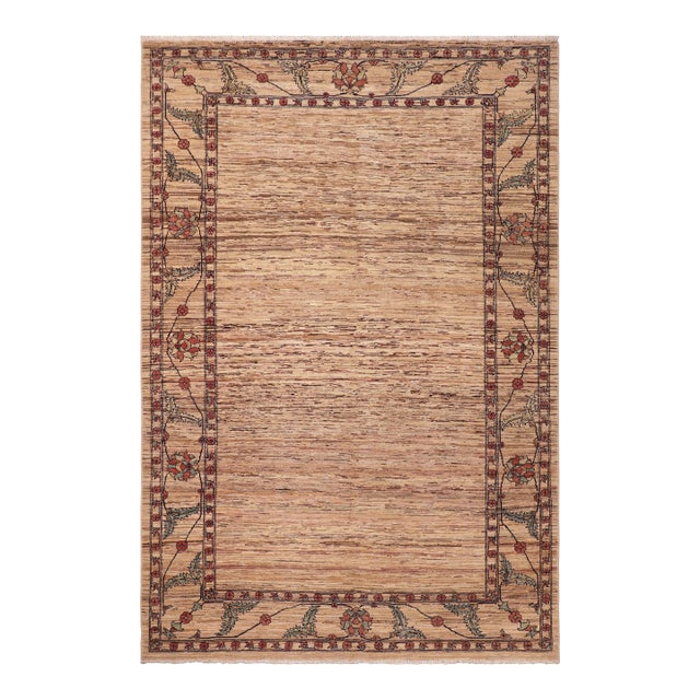 Bohemian Gabbeh Beige/Rust Wool Rug - 6'3'' X 9'0'' For Sale