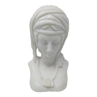 Antique Italian "Bedouin Princess" Marble Bust: Orientalist Period For Sale
