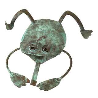 Vintage 1970 Copper Decorative Frog Sculpture For Sale