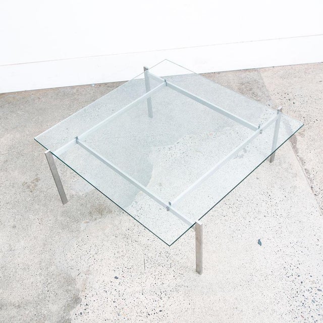 Mid Century Modern Coffee Table Glass Poul Kjærholm Pk61 Steel Vintage Crystal For Sale - Image 10 of 12
