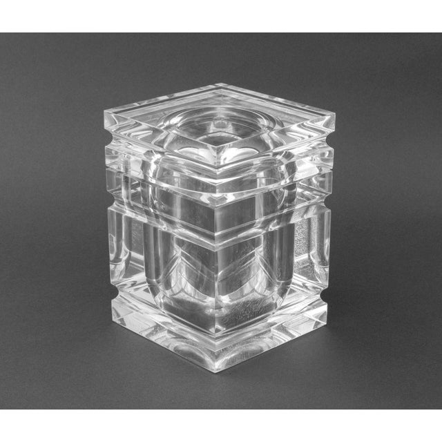 Alessandro Albrizzi (Italian, 1934-1994) Lucite Ice Bucket, 1960s, with swivel top, apparently unmarked. 9" H x 6.25" W x...