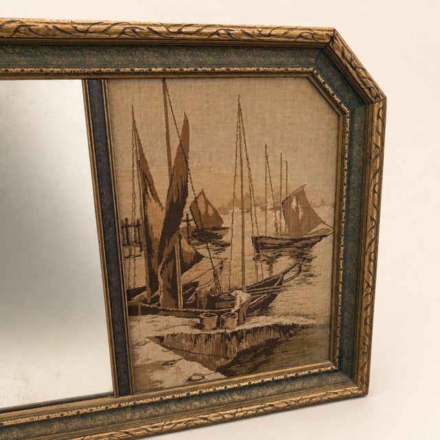 A wide nautical wall mirror from the La France Art Company, the Philadelphia maker known for its jacquard tapestry...