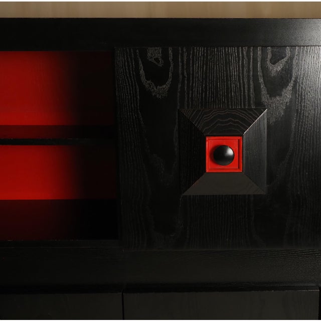 Black Vintage Brutalist Belgian Black and Red Cabinet, 1960 For Sale - Image 8 of 13
