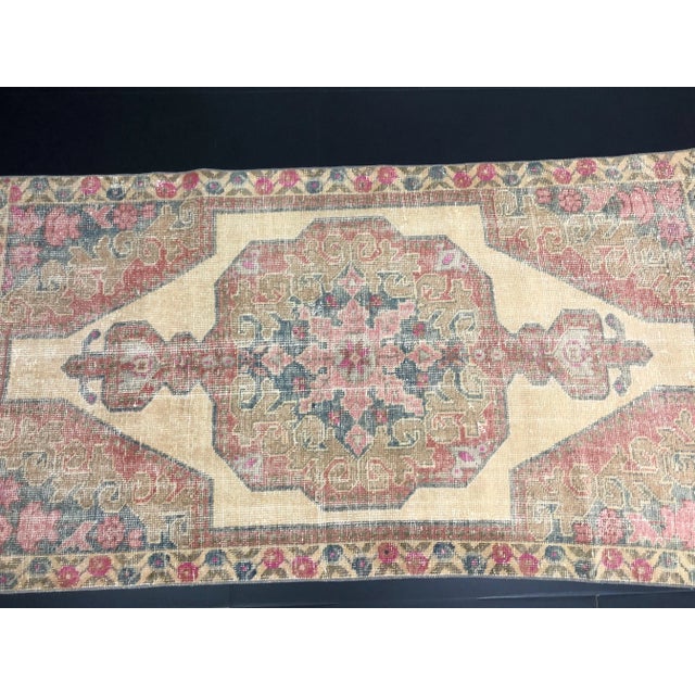 Textile Vintage Bohemian Turkish Oushak Floral Beige and Red Rug For Sale - Image 7 of 11
