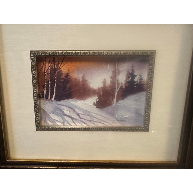 Gold gilded inside edges on frame Shadow box structures inside of the frame Watercolor on watercolor paper Beautiful...