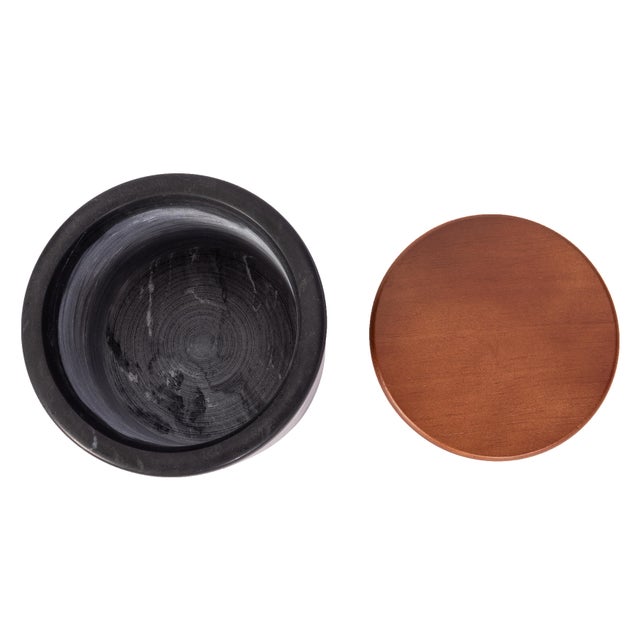 Modern Artifacts Trading Company Storage Canister with Sealed Wood Top in Black, Medium For Sale - Image 3 of 3