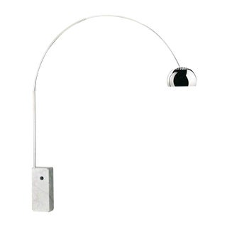 Flos Arco Arch Curved Floor Lamp With Carrara Marble Base For Sale
