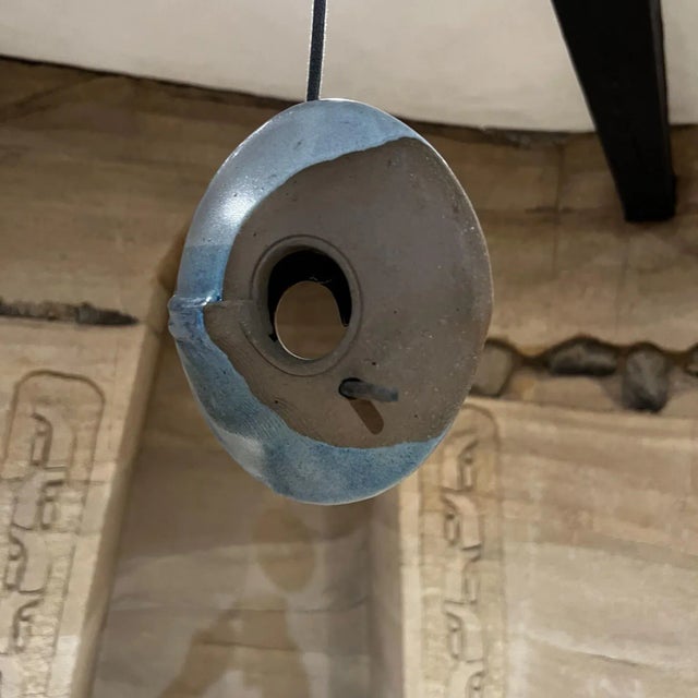 1960s 1960s Modernist Blue Bird Feeder Ceramic Art Pottery For Sale - Image 5 of 10