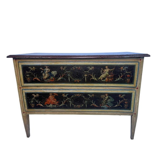 Neoclassical 18th Century Italian Neoclassical Paint Decorated Commode For Sale - Image 3 of 18
