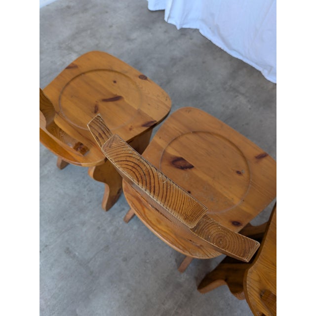 1970s Vintage Tyrolean Wooden Heart Cut-Out Backrest Farmhouse Chair, 1970s, Set of 3 For Sale - Image 5 of 18