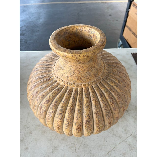Mid Century Heavy Fluted Ceramic Vase For Sale In West Palm - Image 6 of 7