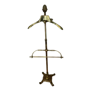 Solid Brass Adjustable Valet With Wallet Pants and Coat Holder and Acorn Detail