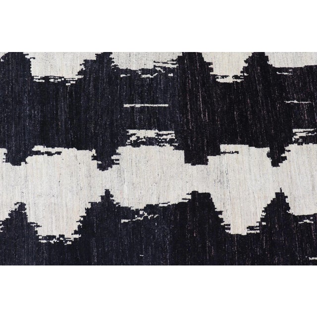 Abstract Modern Abstract-Modern Black and White Rug by Keivan Woven Arts 9'6 X 12'1 For Sale - Image 3 of 9