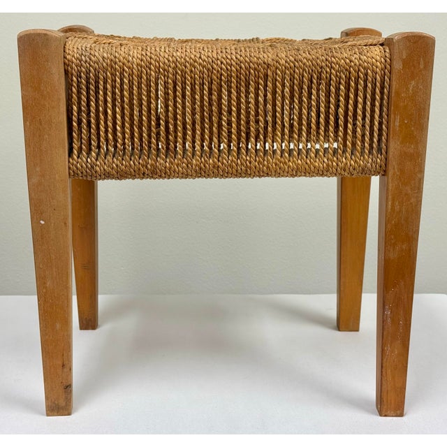 Vintage Woven Rope Seat Wood Stool For Sale In Kansas City - Image 6 of 12