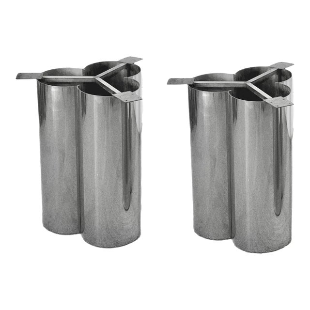 1970s Mastercraft Stainless Steel Table Pedestals – a Pair For Sale