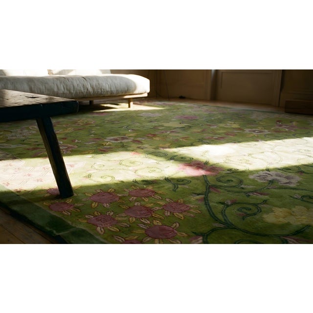 1920s Green Floral Antique Chinese Art Deco Rug 11'10" X 17'2"by Nichols Atelier Handknotted Wool Carpet For Sale - Image 10 of 11