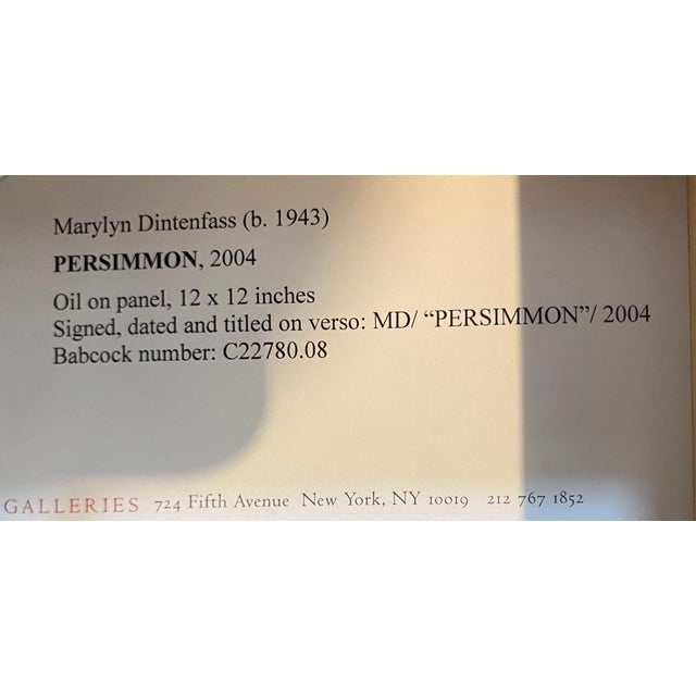 Red Marylyn Dintenfass, Abstract Red Persimmon Oil Painting on Panel Marylyn Dintenfass Modernist, 2004 For Sale - Image 8 of 8