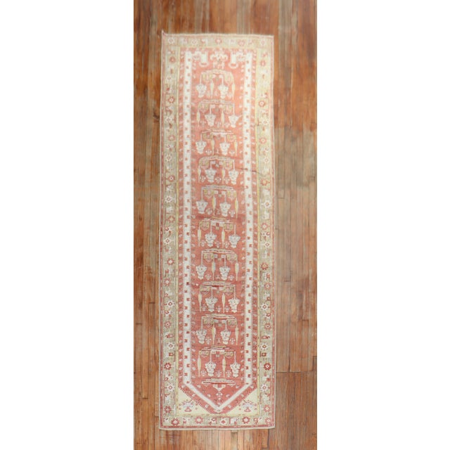 Soft Red Antique Turkish Melas Early 20th Century Runner - 3'5" x 13' For Sale - Image 10 of 18