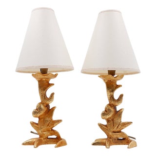 Sculptural Table Lamps with Plant Motifs by Georges Mathias, 1980s, Set of 2 For Sale