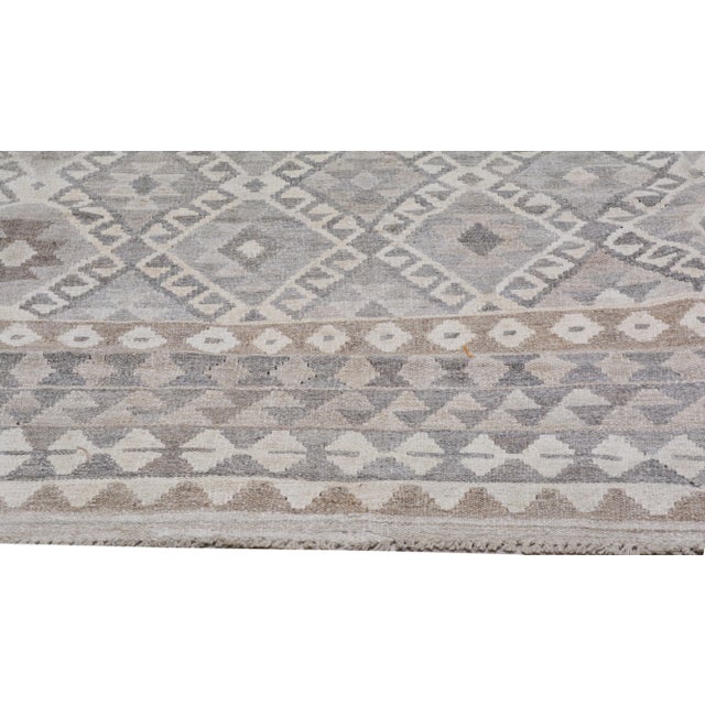 1990s Afghan Tribal Hand Woven Flatweave/Kilim With Organic Wool and Soft Texture,8'5"X9'8" For Sale - Image 4 of 7