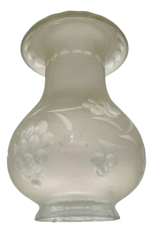 1950s Victorian Frosted Wheel Cut Floral Glass Oil Lamp Hurricane Fluted Shade